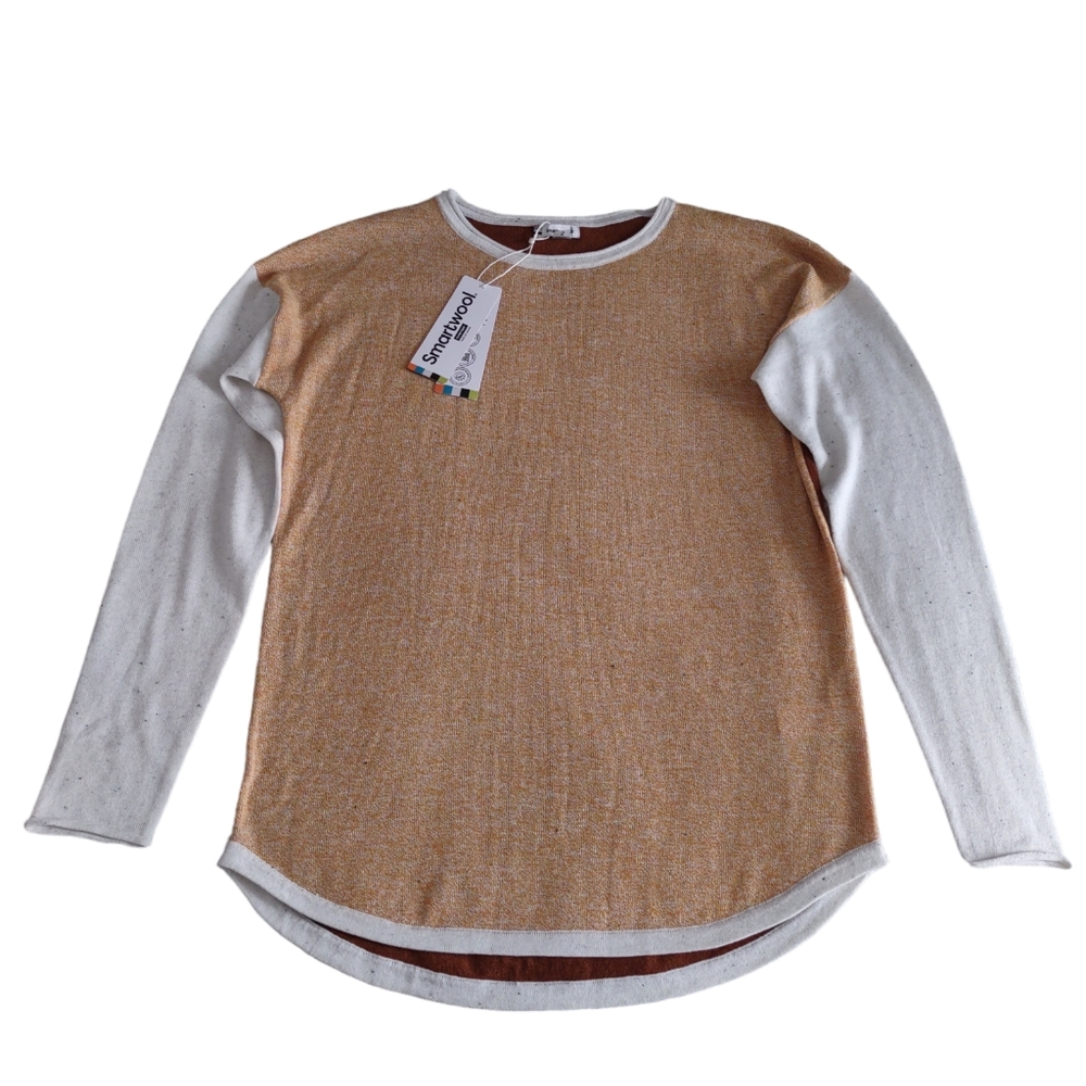 Smartwool Shadow Pine Colorblock Honey Donegal Sweater Womens Small Base Layer